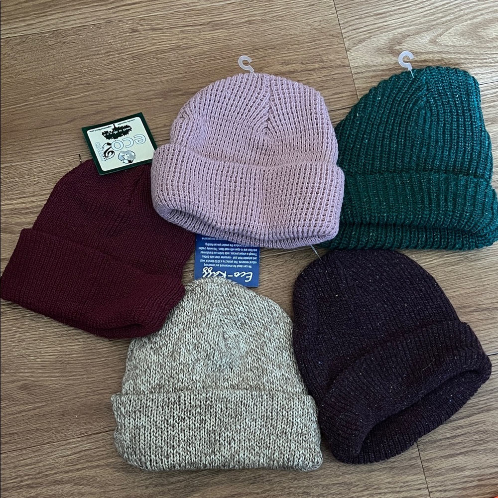 Cozy Kids Knit Beanie Set - Pink, Green, Burgundy, Beige, Purple